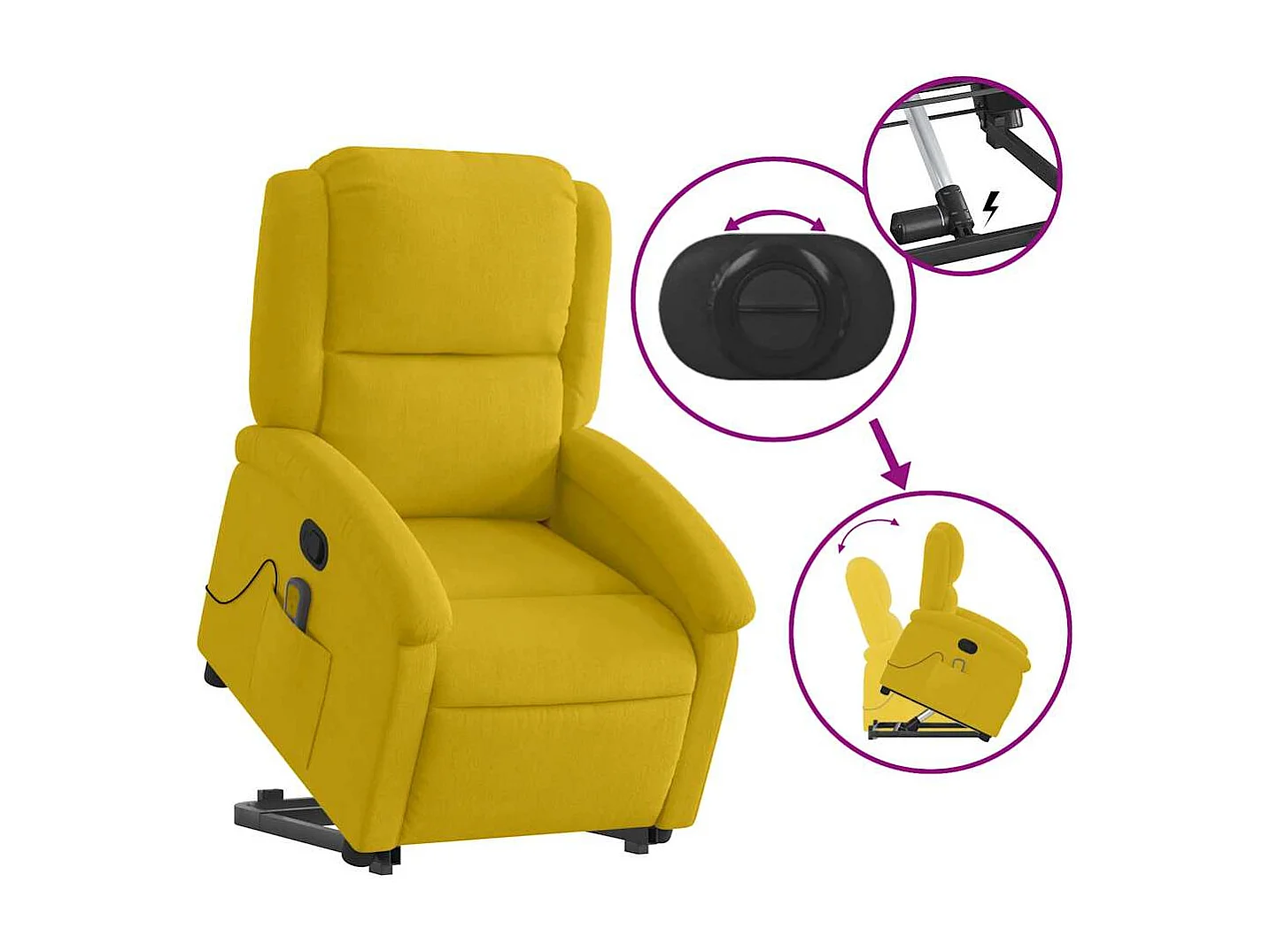 Fauteuil de massage inclinable Jaune Velours