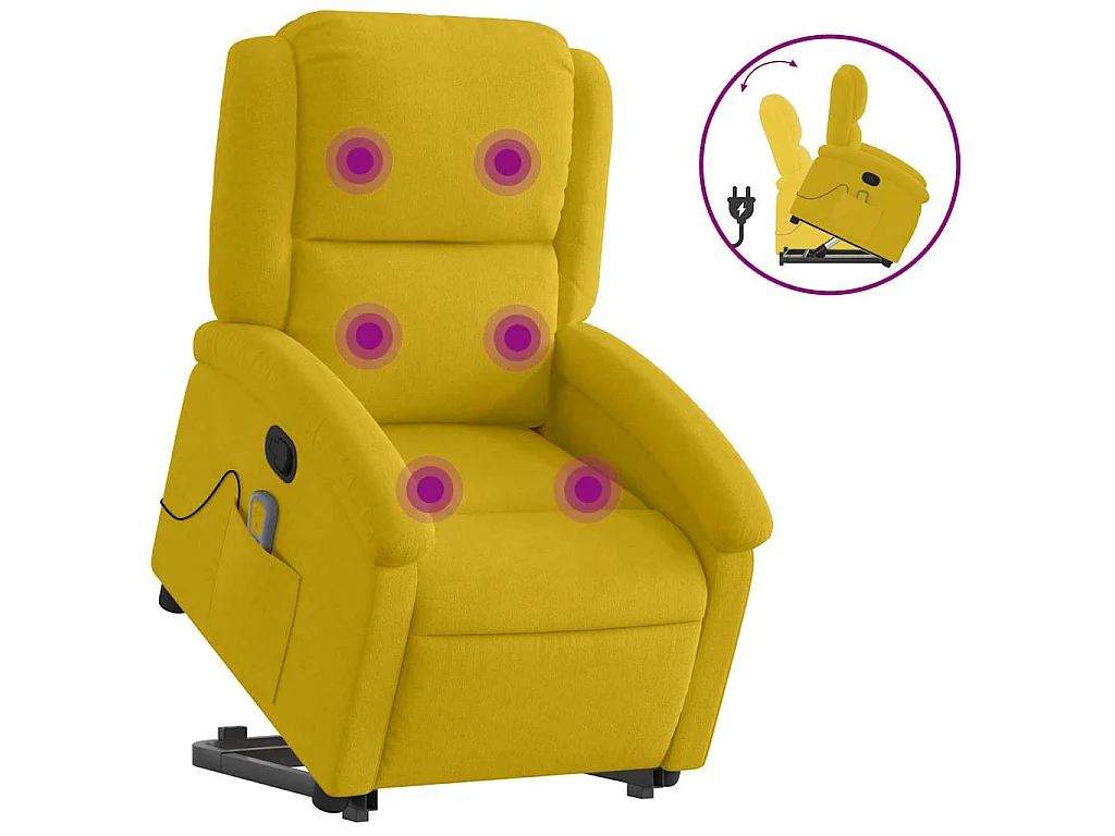 Massagesessel mit Aufstehhilfe Gelb Samt