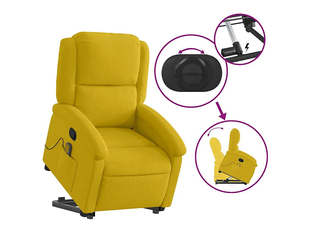 Massagesessel mit Aufstehhilfe Gelb Samt