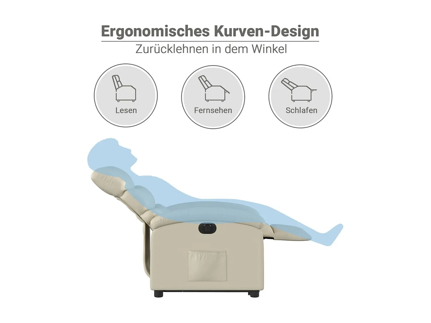 Fauteuil inclinable électrique crème similicuir