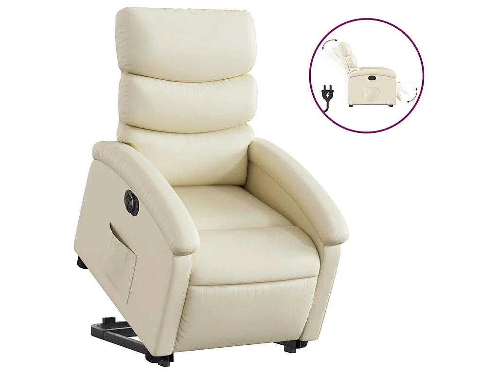 Fauteuil inclinable électrique crème similicuir