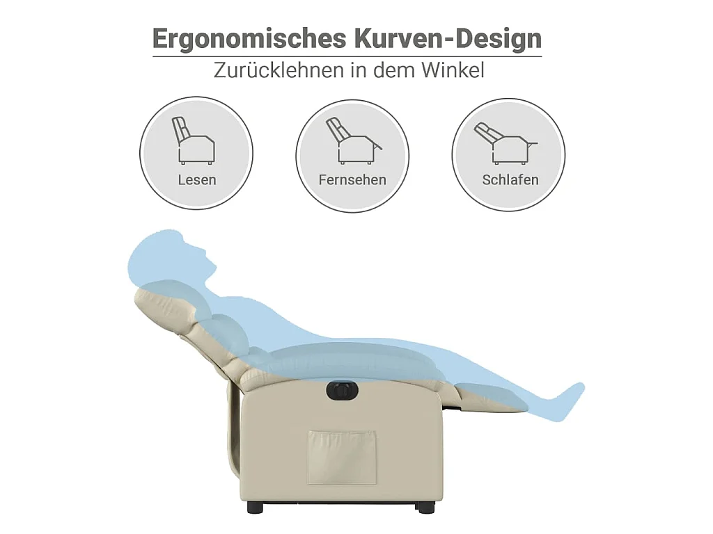 Fauteuil inclinable électrique crème similicuir