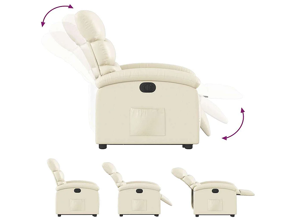 Fauteuil inclinable électrique crème similicuir