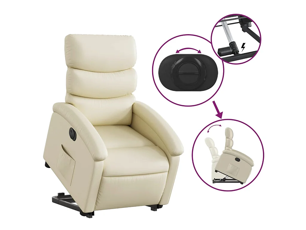 Fauteuil inclinable électrique crème similicuir