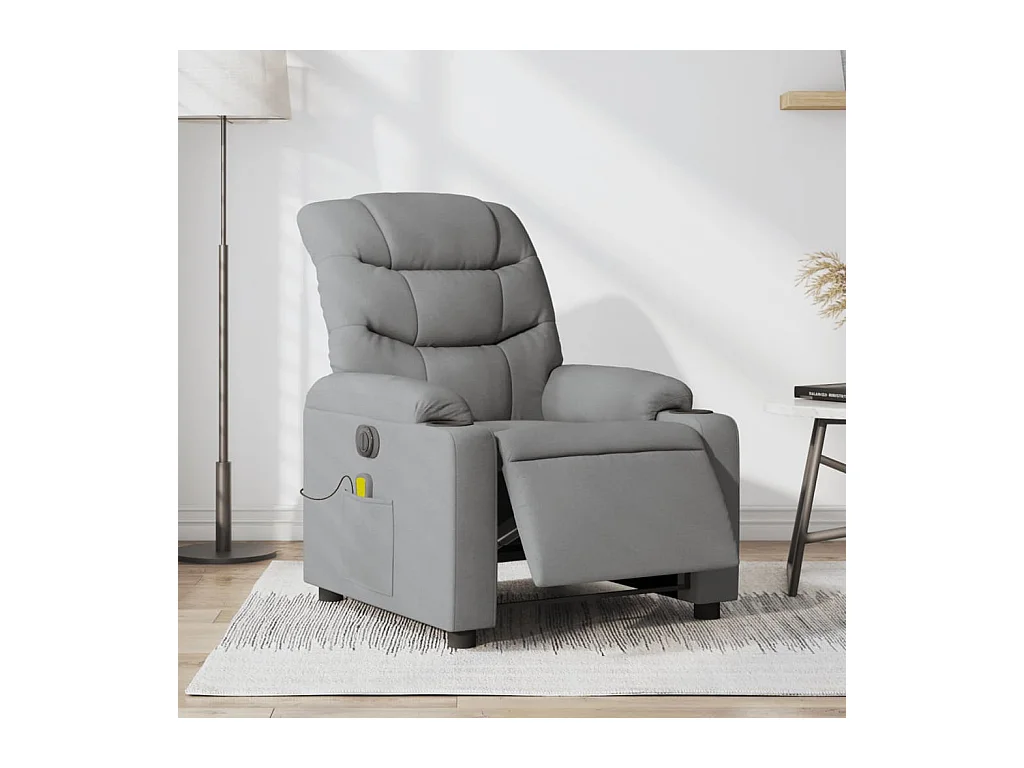 Fauteuil de massage inclinable électrique gris clair tissu