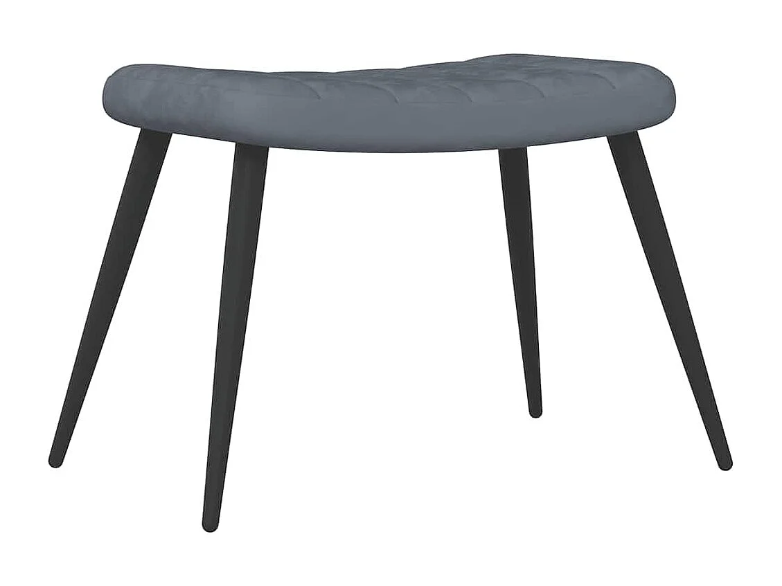 Poltrona Relax con Sgabello Grigio Scuro in Velluto