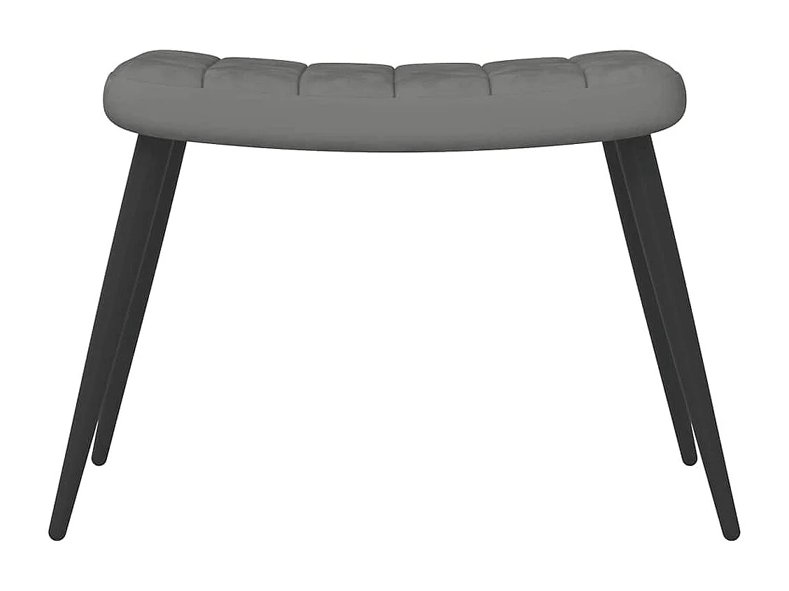 Poltrona Relax con Sgabello Grigio Scuro in Velluto