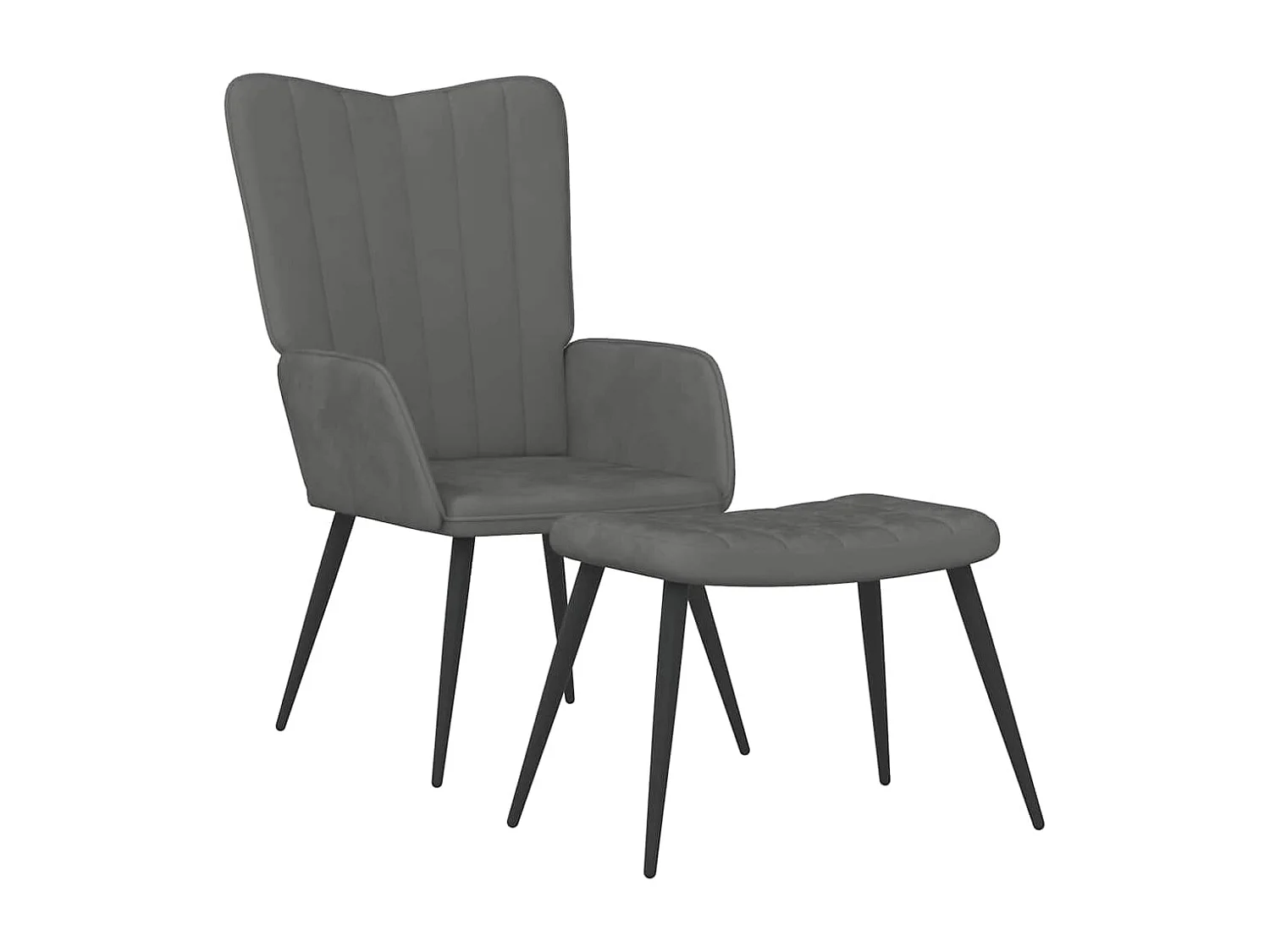 Chaise de relaxation avec repose-pied Gris foncé Velours