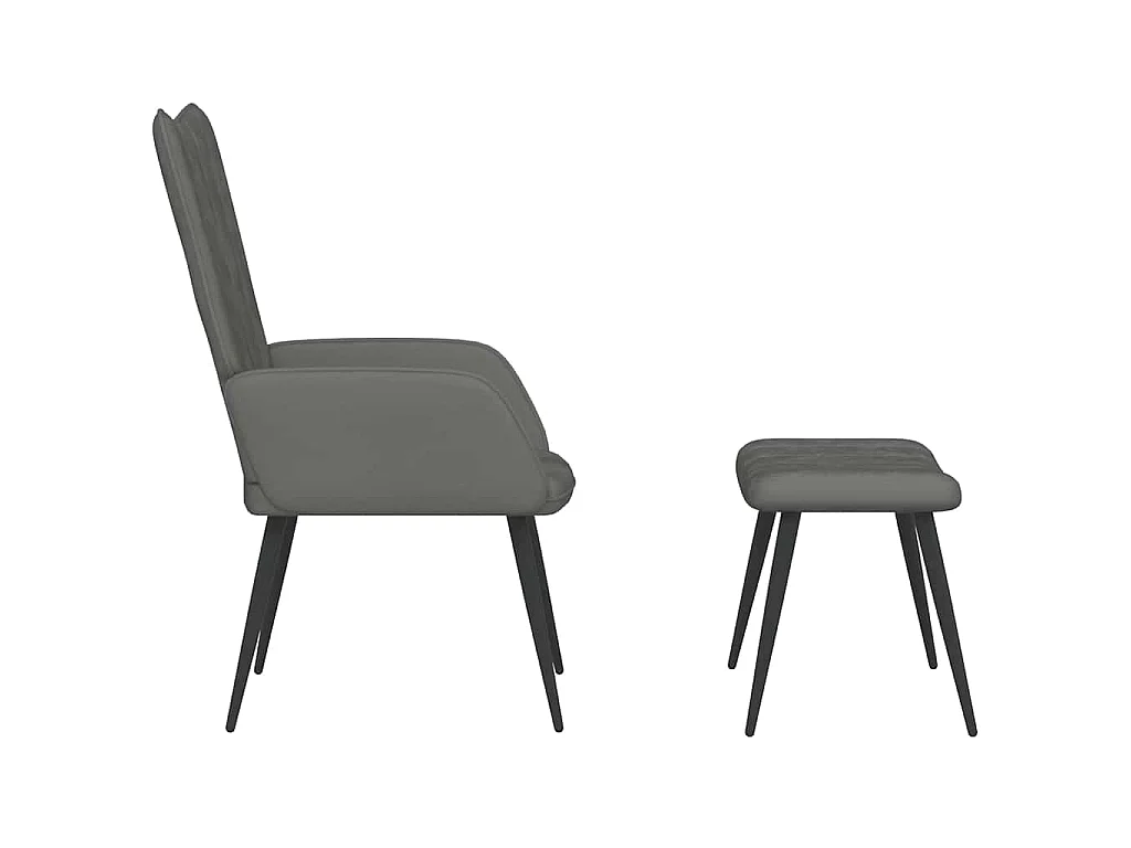 Chaise de relaxation avec repose-pied Gris foncé Velours