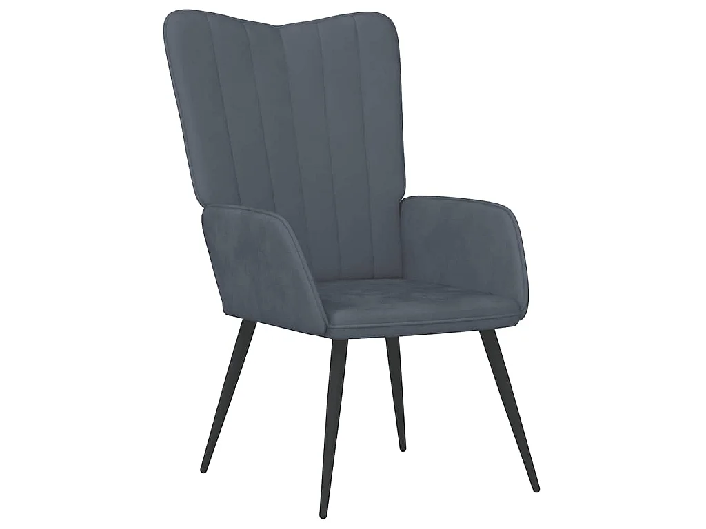 Chaise de relaxation avec repose-pied Gris foncé Velours