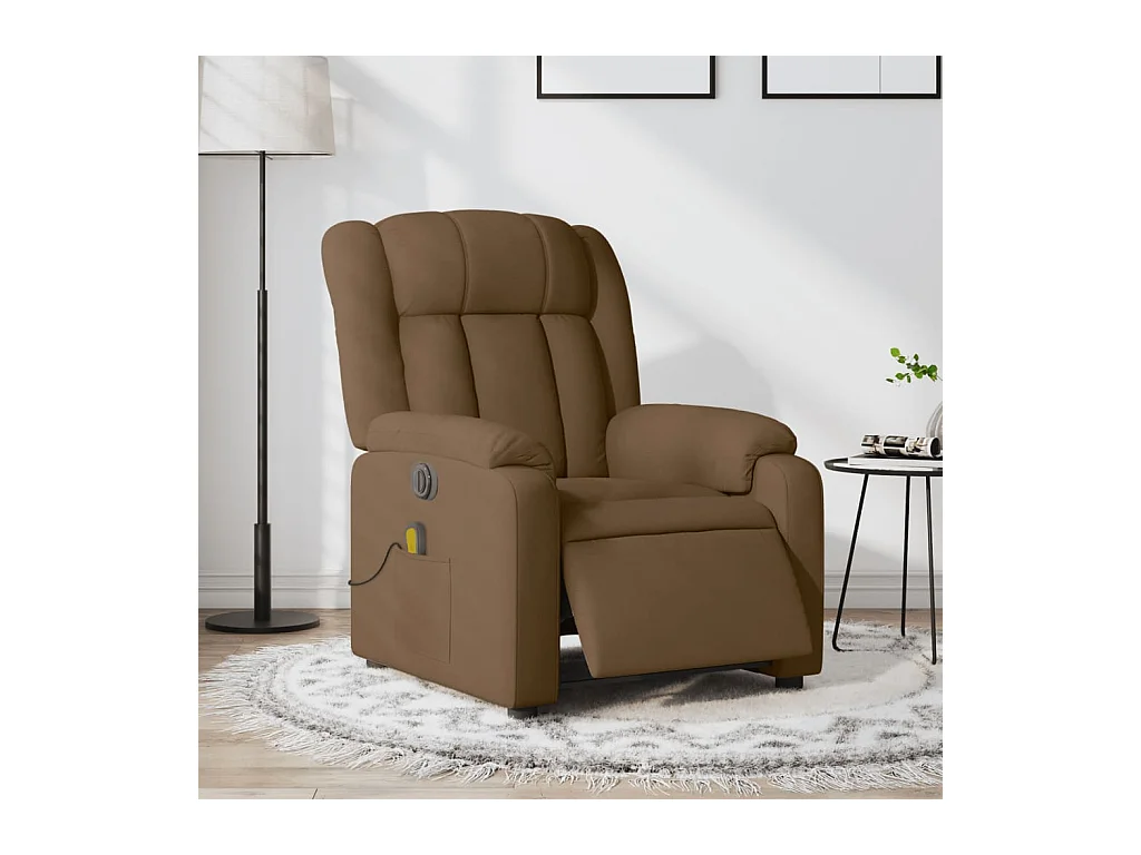 Fauteuil inclinable de massage électrique marron tissu