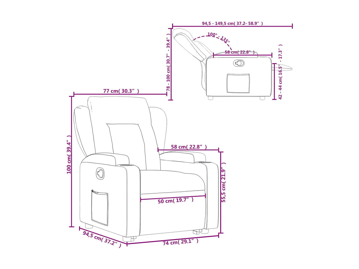 Fauteuil inclinable Cappuccino Similicuir