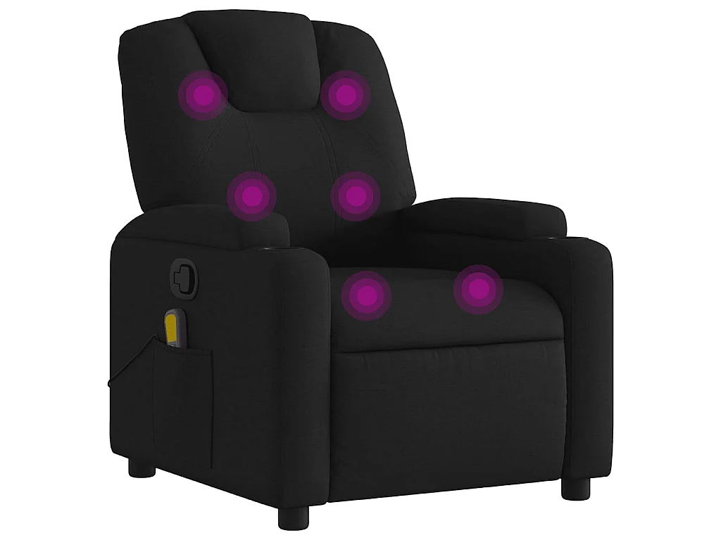 Sillón reclinable de masaje de tela negro