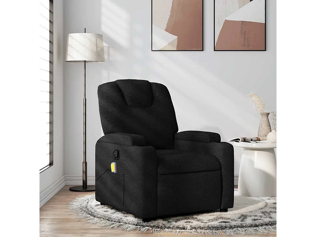 Sillón reclinable de masaje de tela negro