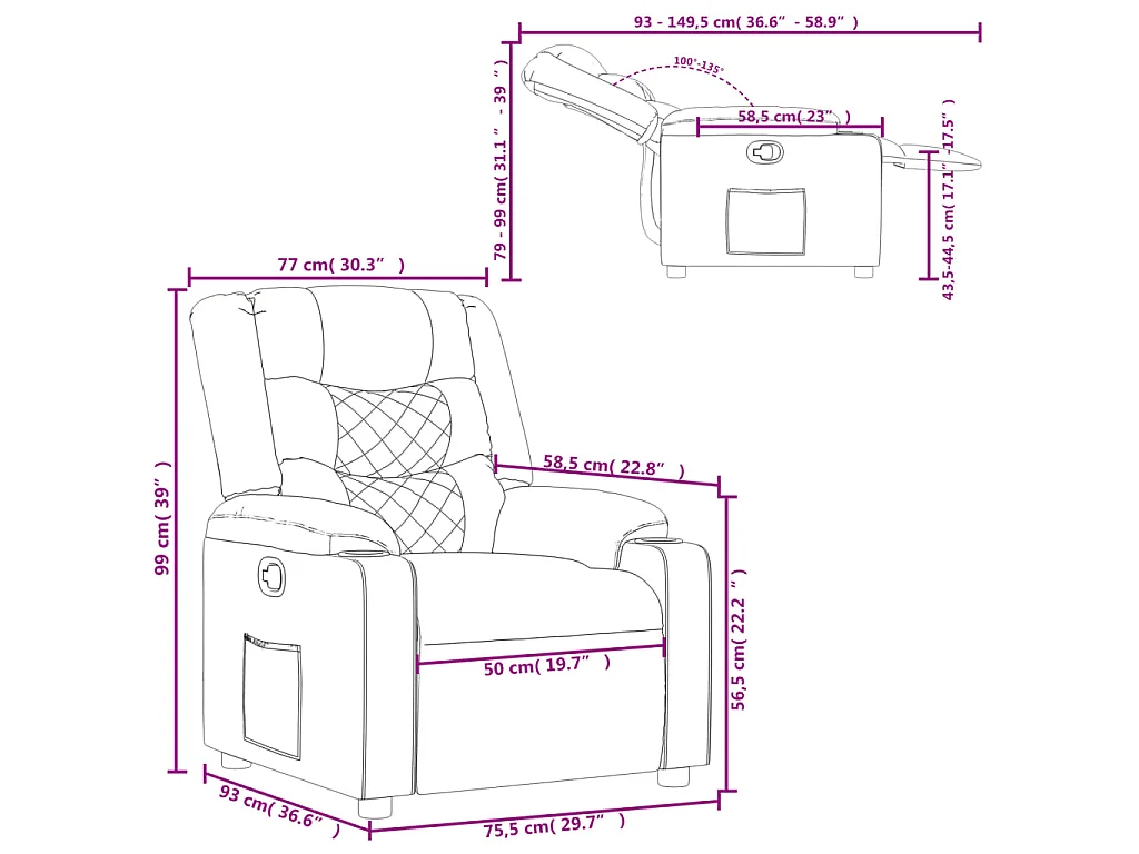 Fauteuil inclinable Gris clair Tissu
