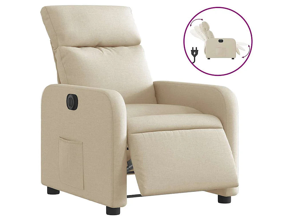 Fauteuil inclinable électrique Crème Tissu