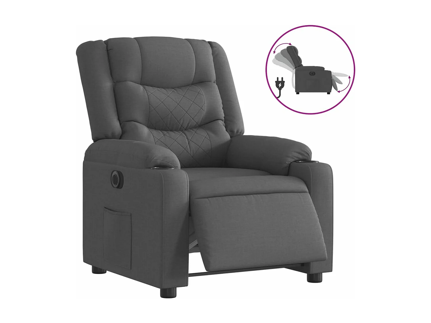 Fauteuil inclinable électrique Gris foncé Tissu