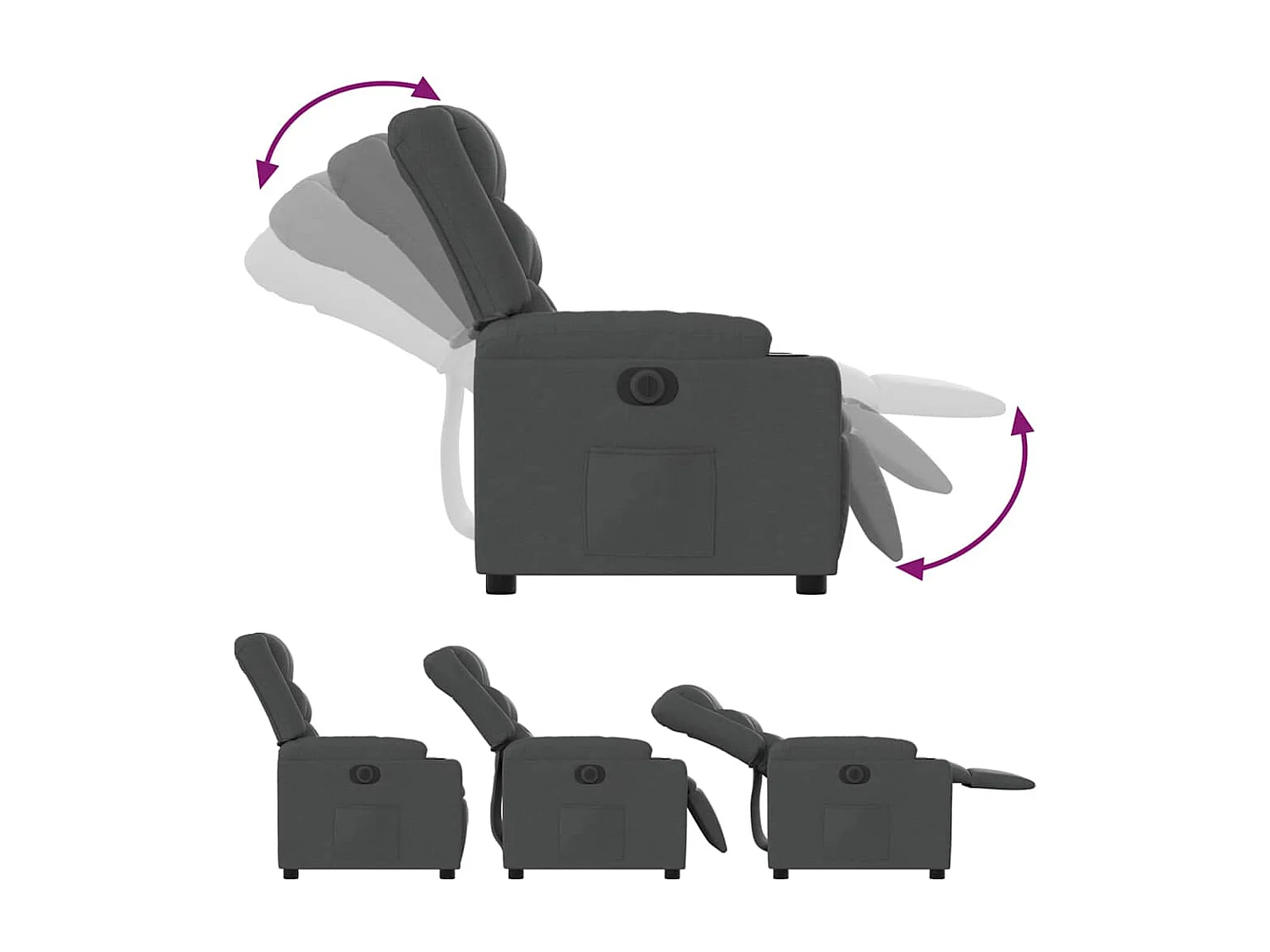 Fauteuil inclinable électrique Gris foncé Tissu