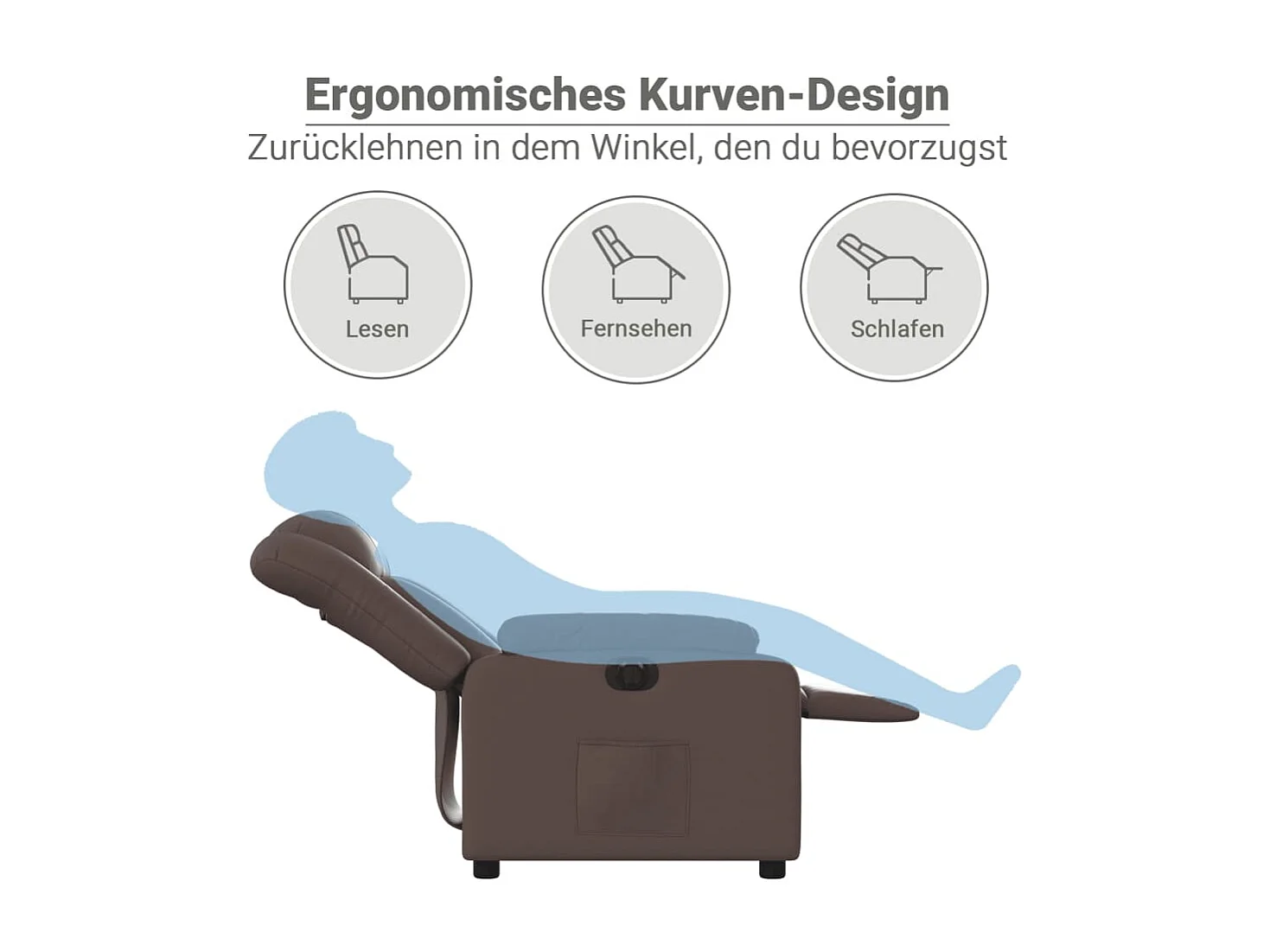 Elektryczny fotel relaksacyjny Brązowa skóra ekologiczna z funkcją automatycznego pochylenia