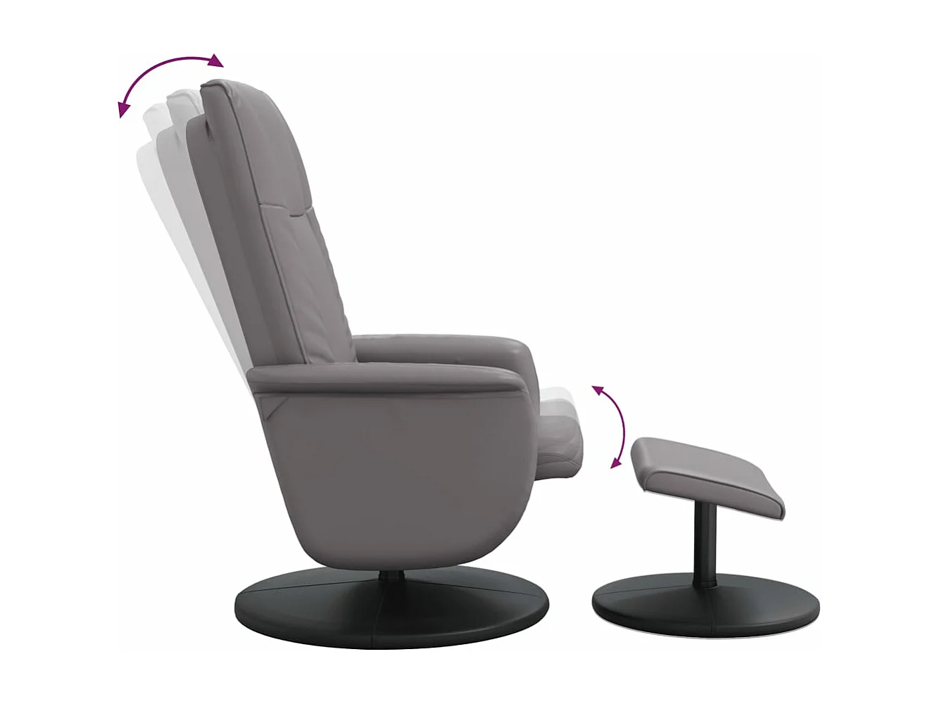 Relaxsessel mit Fußhocker Grau Kunstleder