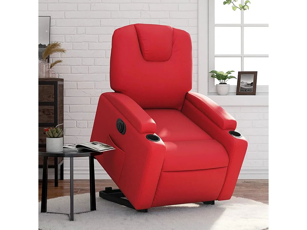 Fauteuil inclinable électrique rouge similicuir