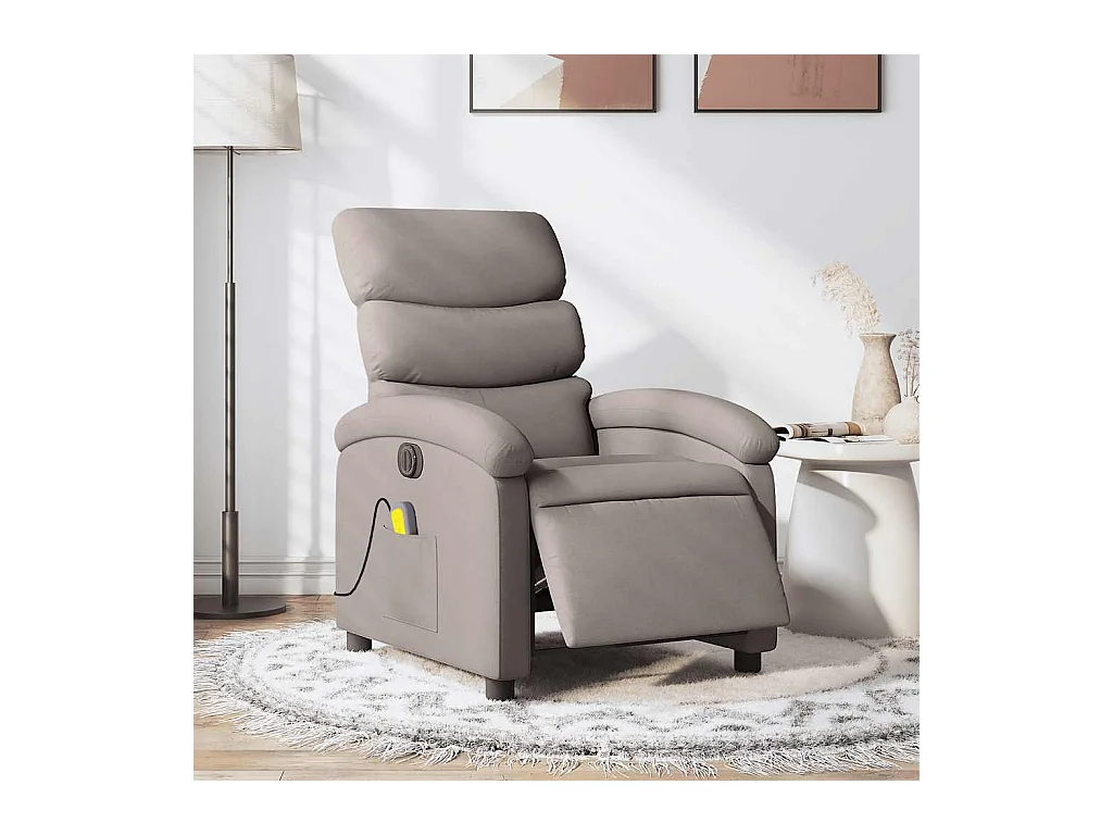 Fauteuil de massage inclinable électrique Taupe Tissu