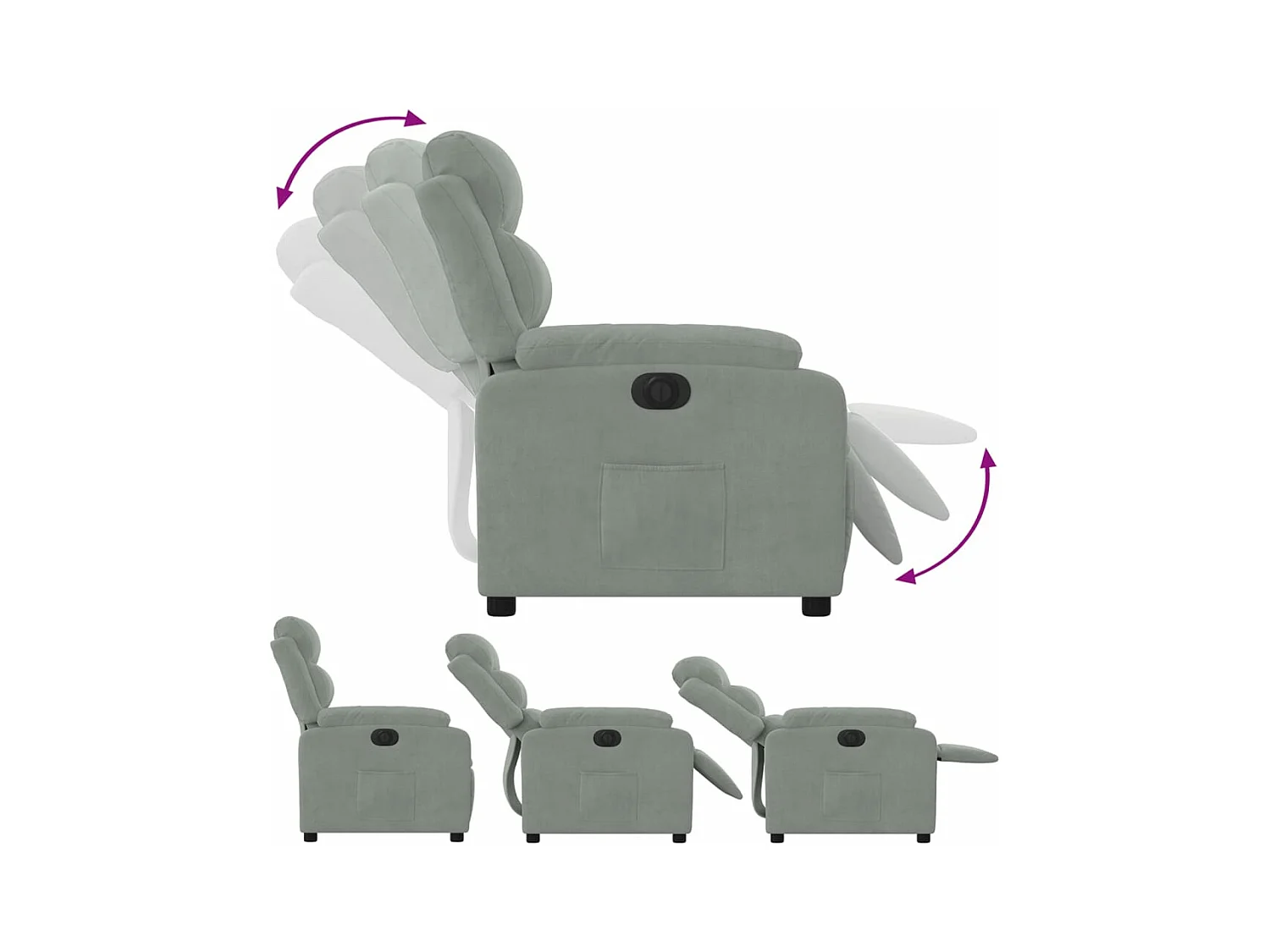 Fauteuil inclinable électrique gris clair velours