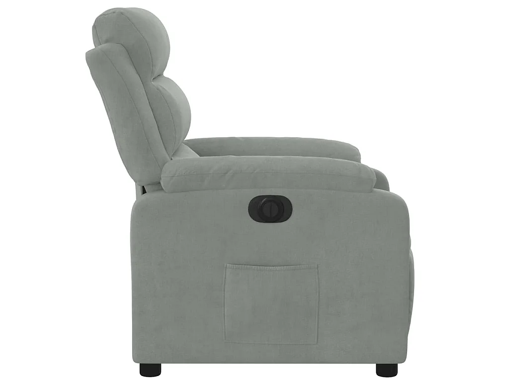 Poltrona Elettrica Reclinabile Grigio Chiaro in Vera Pelle