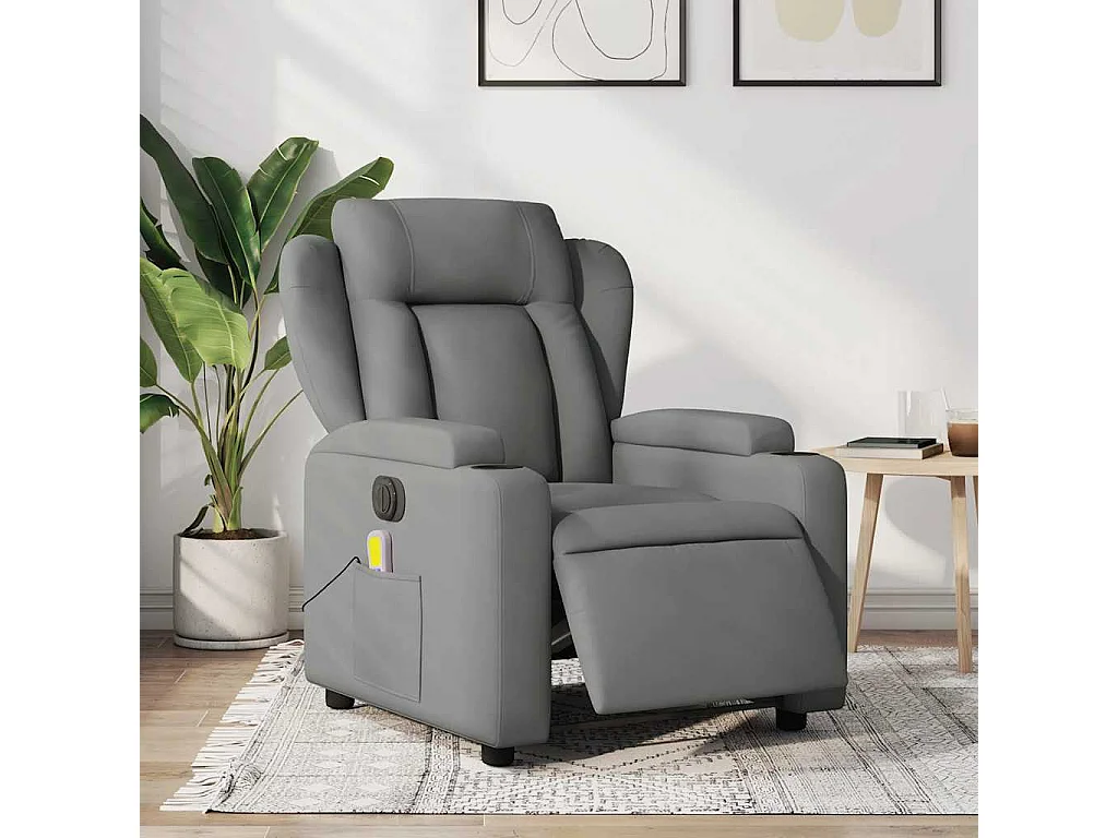 Fauteuil inclinable de massage électrique gris foncé tissu