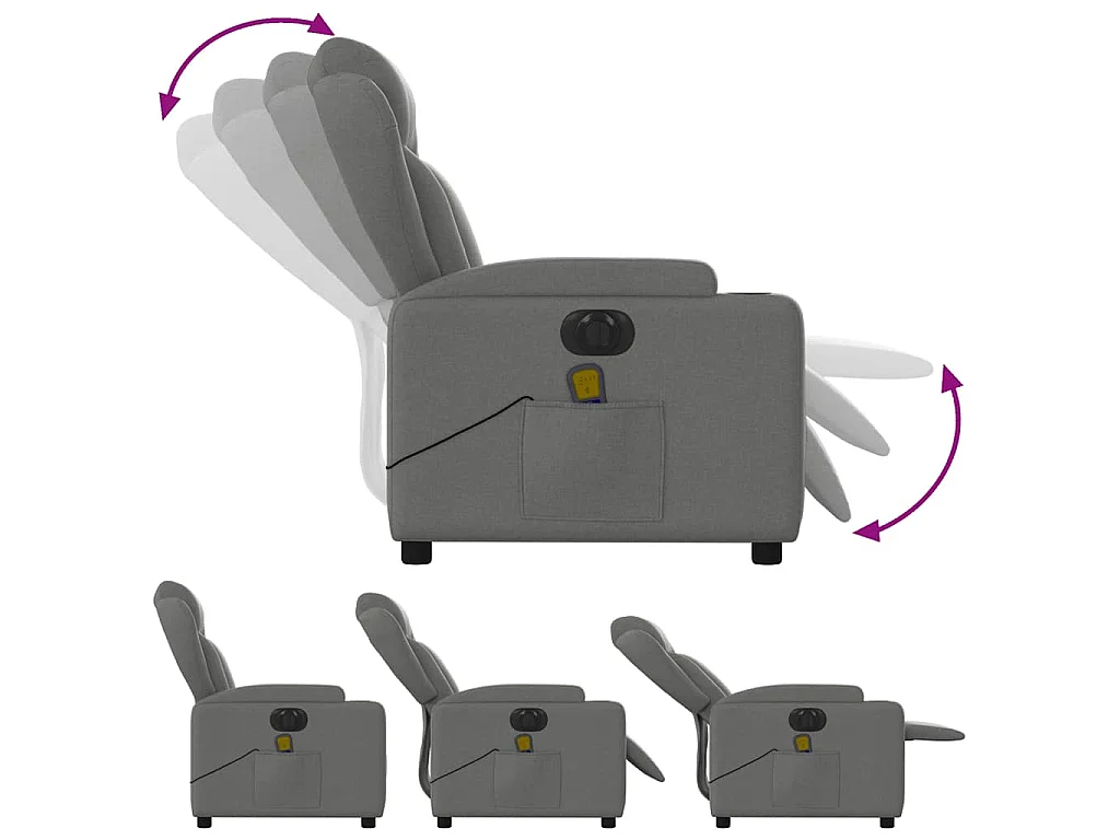 Fauteuil inclinable de massage électrique gris foncé tissu