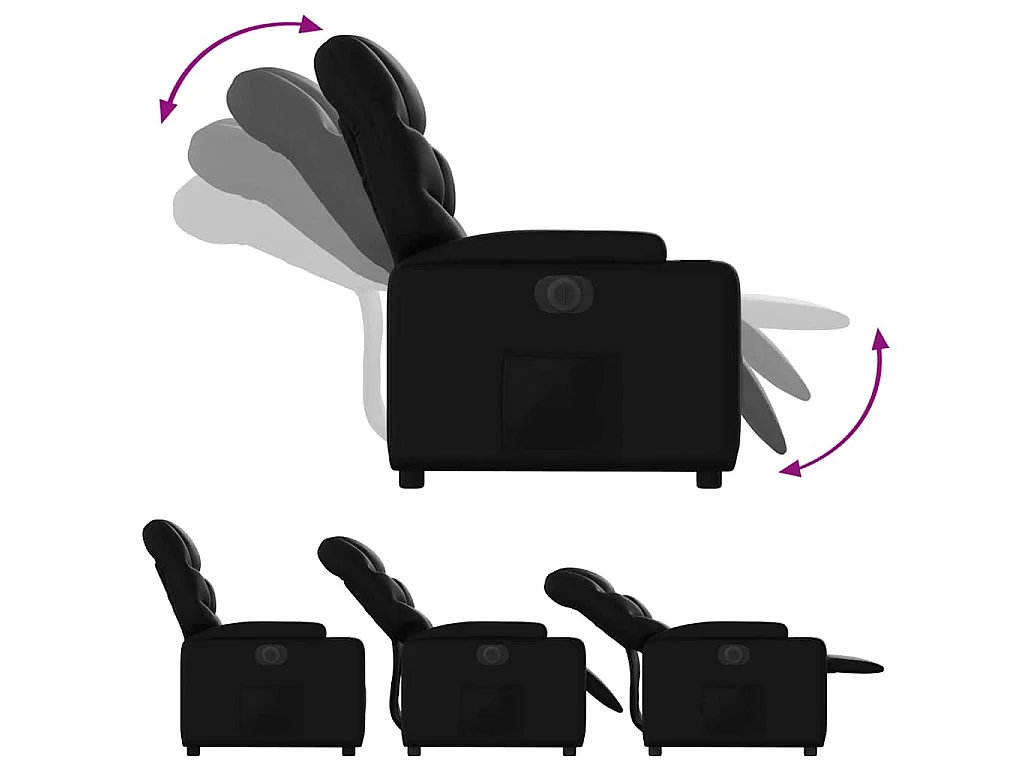 Poltrona Reclinabile Elettrica Nera in Similpelle