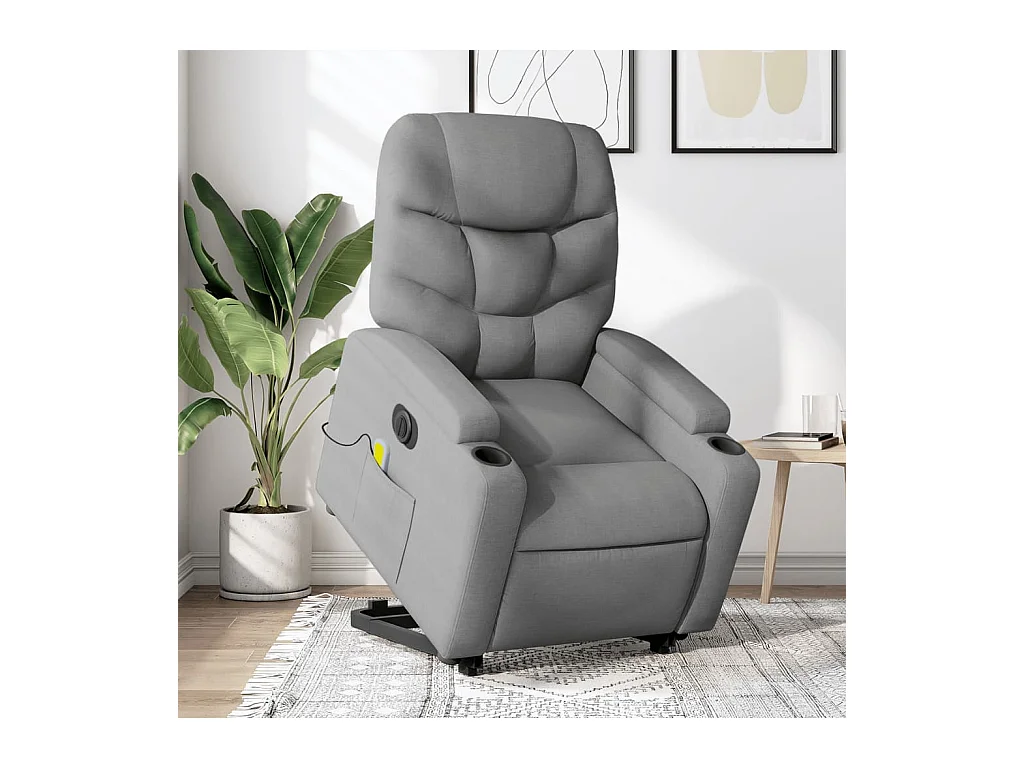 Poltrona Alzapersona Massaggi Elettrica Grigio Chiaro Tessuto