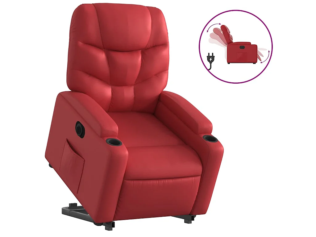 Fauteuil inclinable électrique rouge similicuir