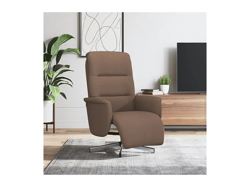 Fauteuil inclinable avec repose-pieds marron tissu