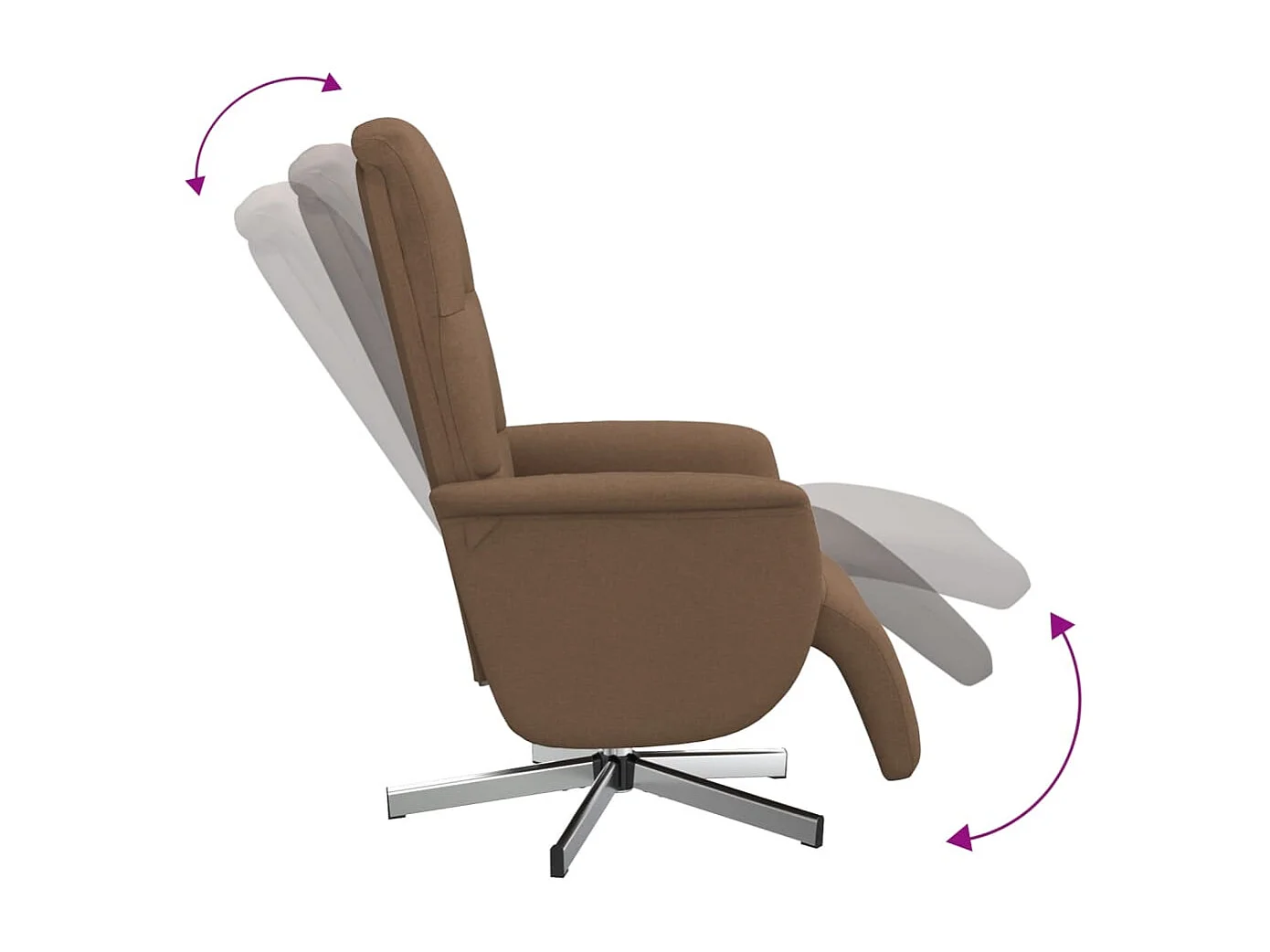 Sillón reclinable con reposapiés tela marrón