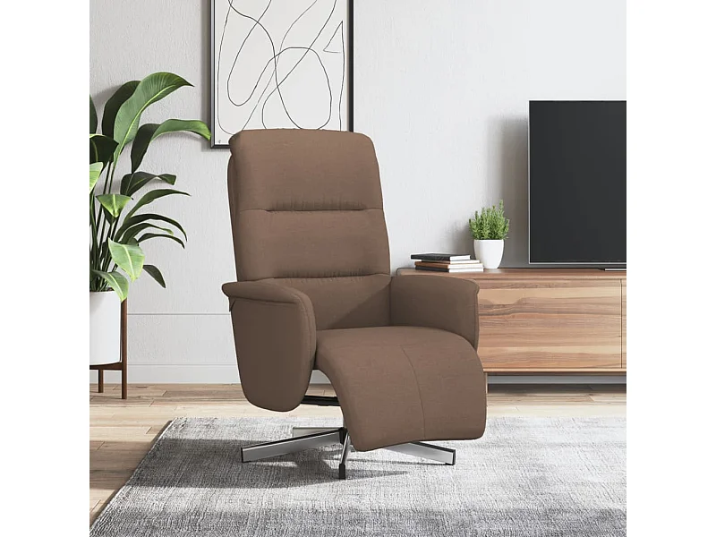 Fauteuil inclinable avec repose-pieds marron tissu