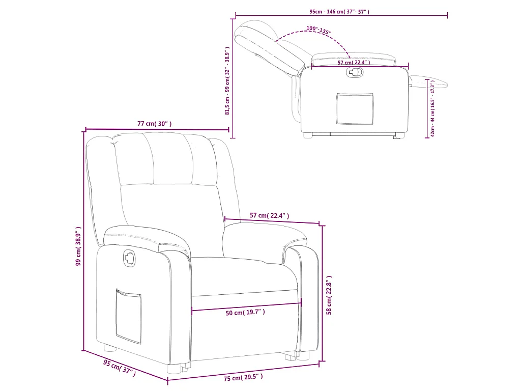Fauteuil inclinable Gris clair Tissu
