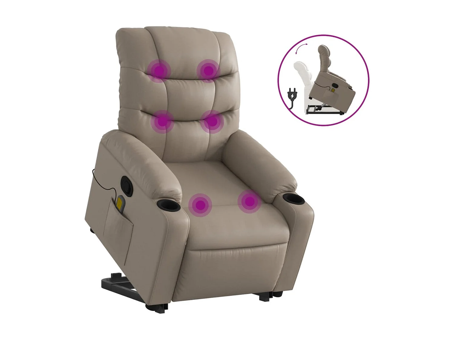 Massagesessel mit Aufstehhilfe Cappuccino-Braun Kunstleder
