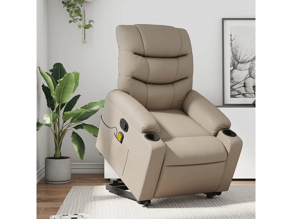 Massagesessel mit Aufstehhilfe Cappuccino-Braun Kunstleder