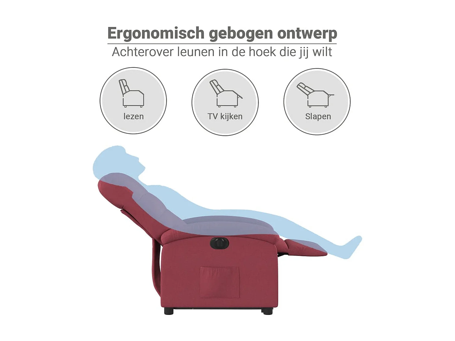 Sta-op-stoel elektrisch verstelbaar stof wijnrood