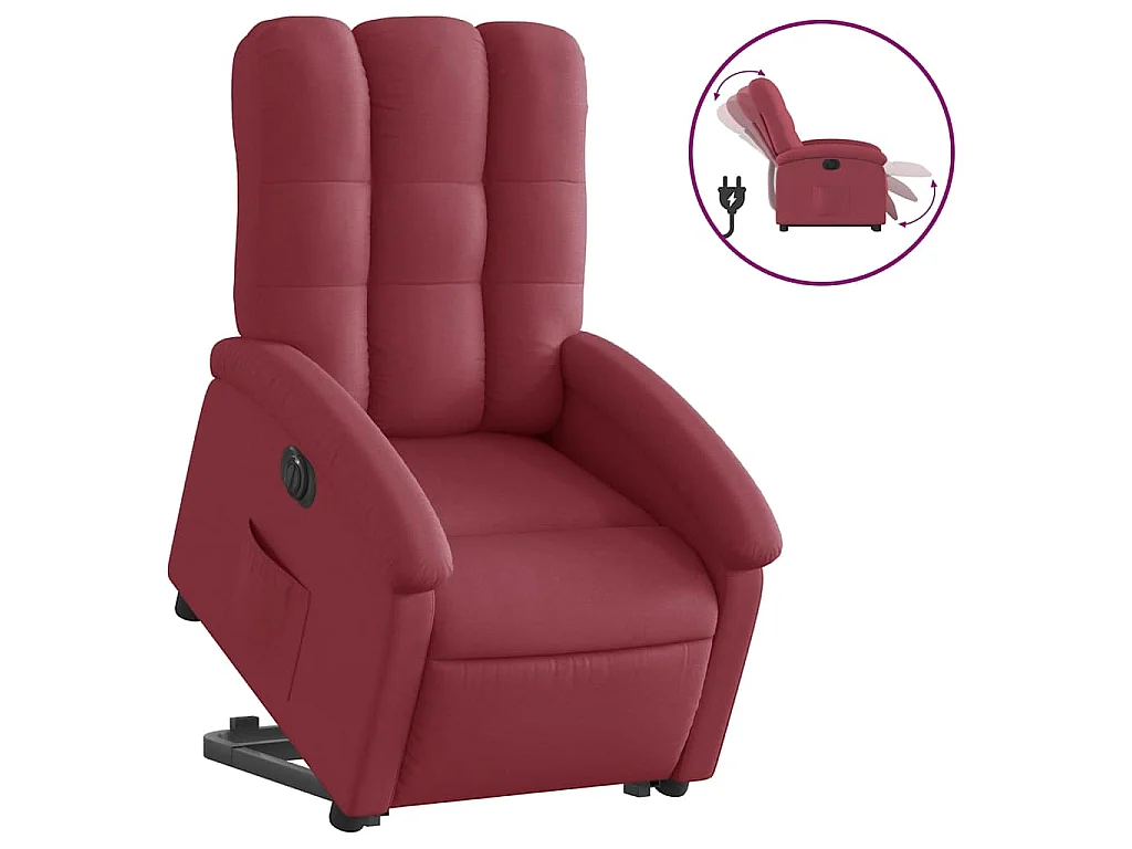 Fauteuil inclinable électrique rouge bordeaux tissu