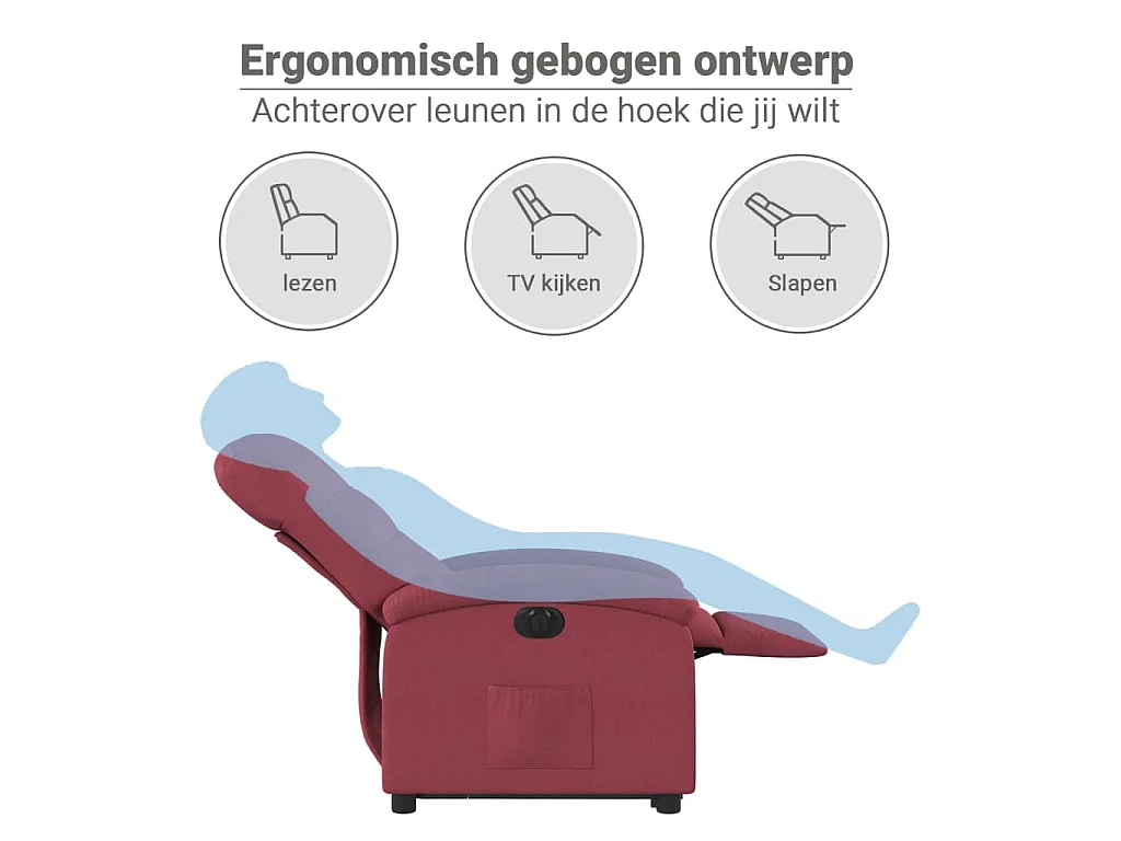 Fauteuil inclinable électrique rouge bordeaux tissu