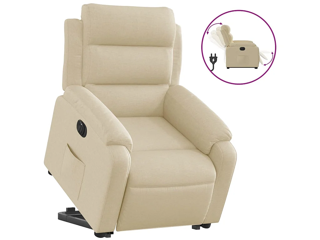 Fauteuil inclinable électrique crème tissu