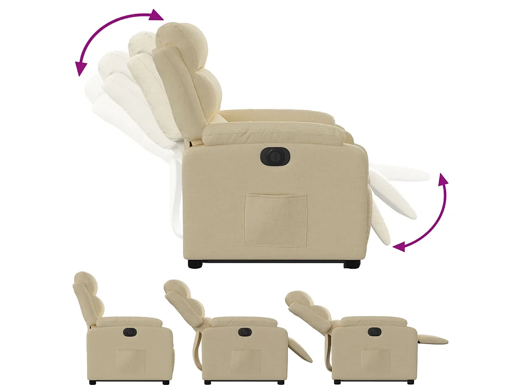 Fauteuil inclinable électrique crème tissu