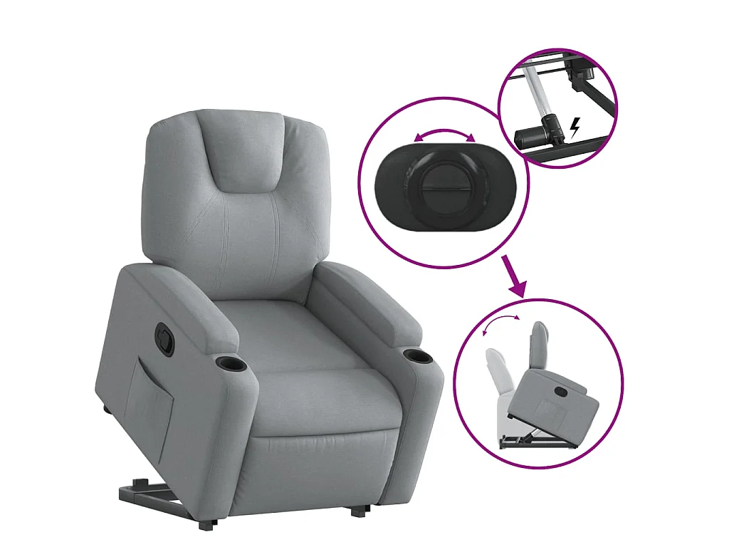 Fauteuil inclinable Gris clair Tissu