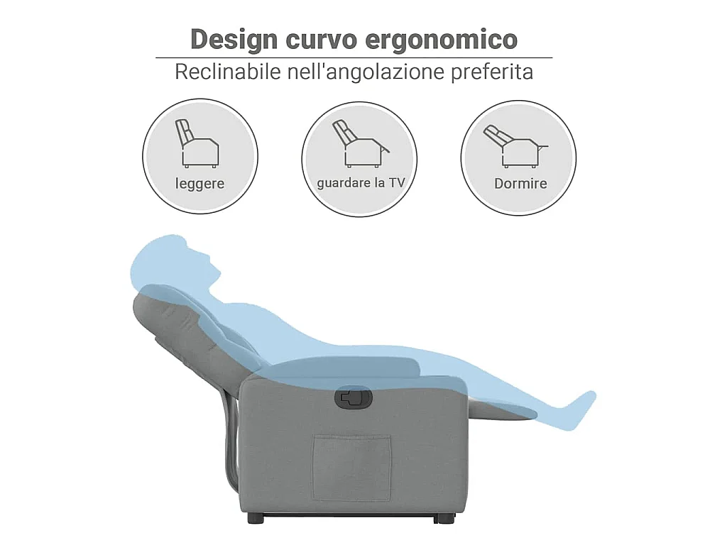 Fauteuil inclinable Gris clair Tissu