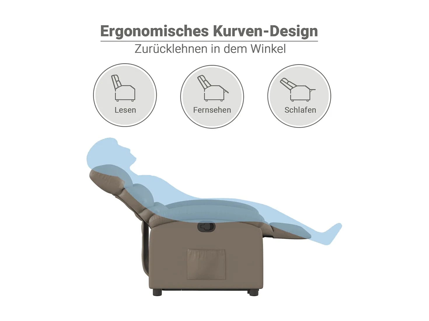 Poltrona Alzapersona Reclinabile Cappuccino in Similpelle