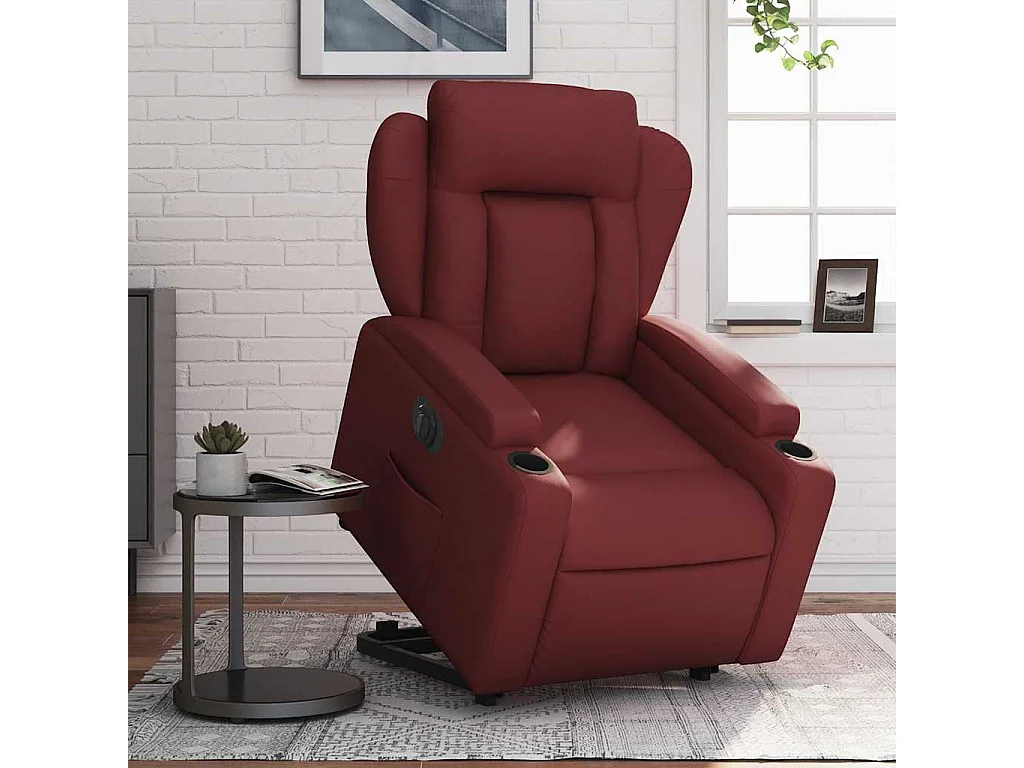 Fauteuil inclinable électrique rouge bordeaux similicuir
