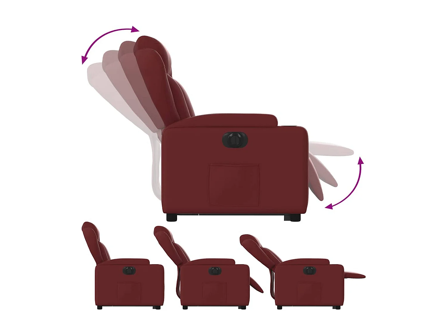 Fauteuil inclinable électrique rouge bordeaux similicuir