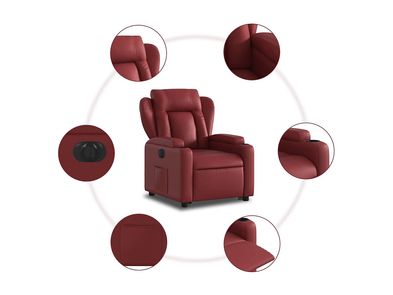 Fauteuil inclinable électrique rouge bordeaux similicuir
